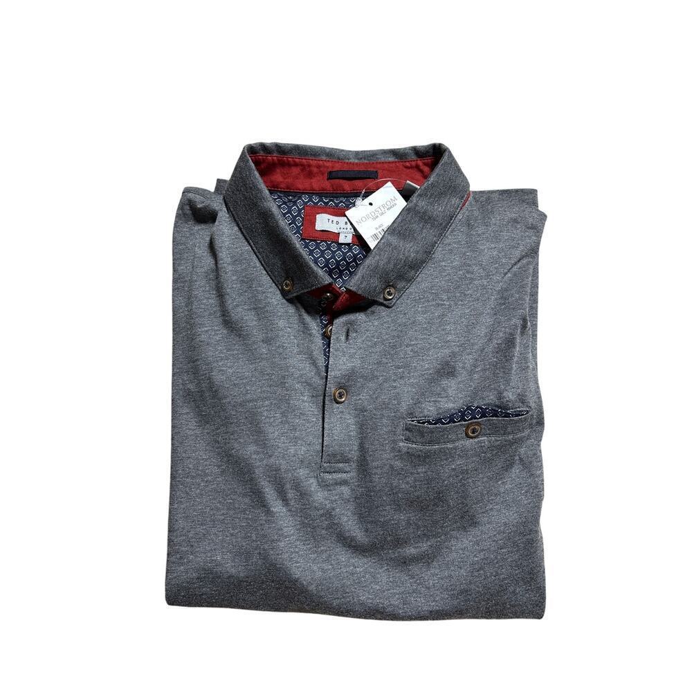 Ted Baker Men’s Grey Contrast Trim Polo Shirt Size L (or M — confirm tag)